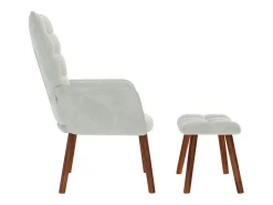 Poltrona| Poltrona | Cadeira de Sala | Cadeira Relaxante com Banco em Veludo Cinza Claro SHL873586 Cinzento