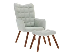 Poltrona| Poltrona | Cadeira de Sala | Cadeira Relaxante com Banco em Veludo Cinza Claro SHL873586 Cinzento