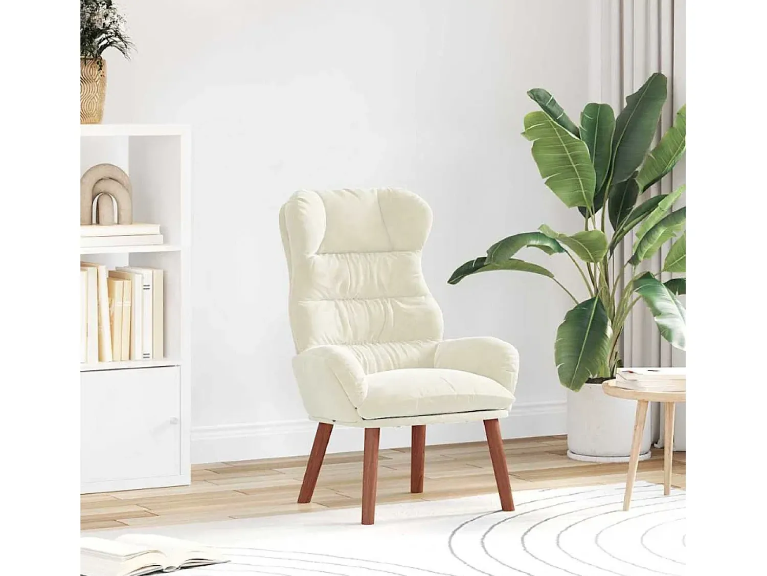 Poltrona| Poltrona | Cadeira de Sala | Cadeira Relaxante 69x74x93 cm Veludo SHL378088 Creme