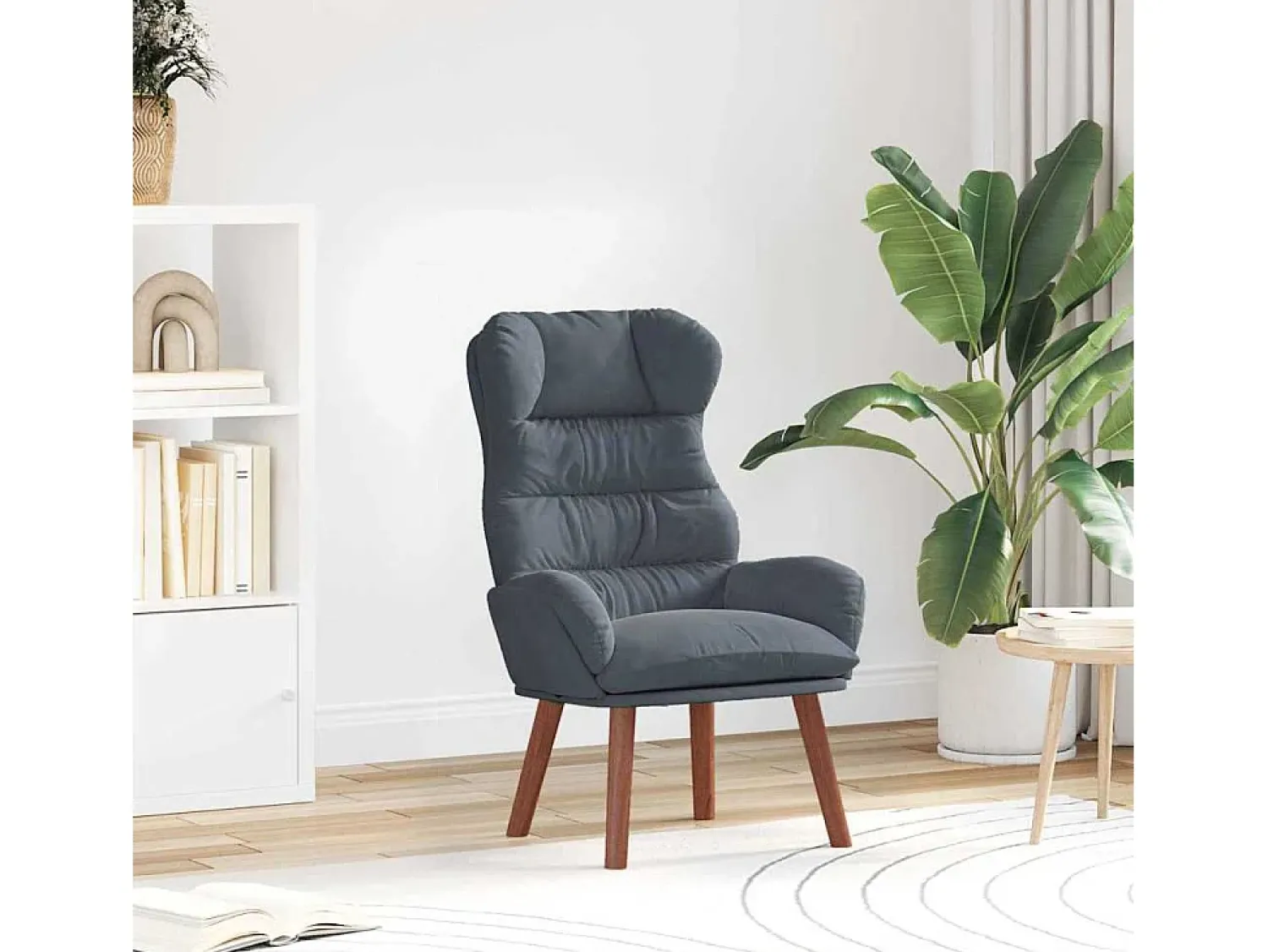Online Poltrona | Cadeira de Sala | Cadeira Relaxante Cinzento escuro 69x74x93 cm Veludo SHL832763 Cinza antracite