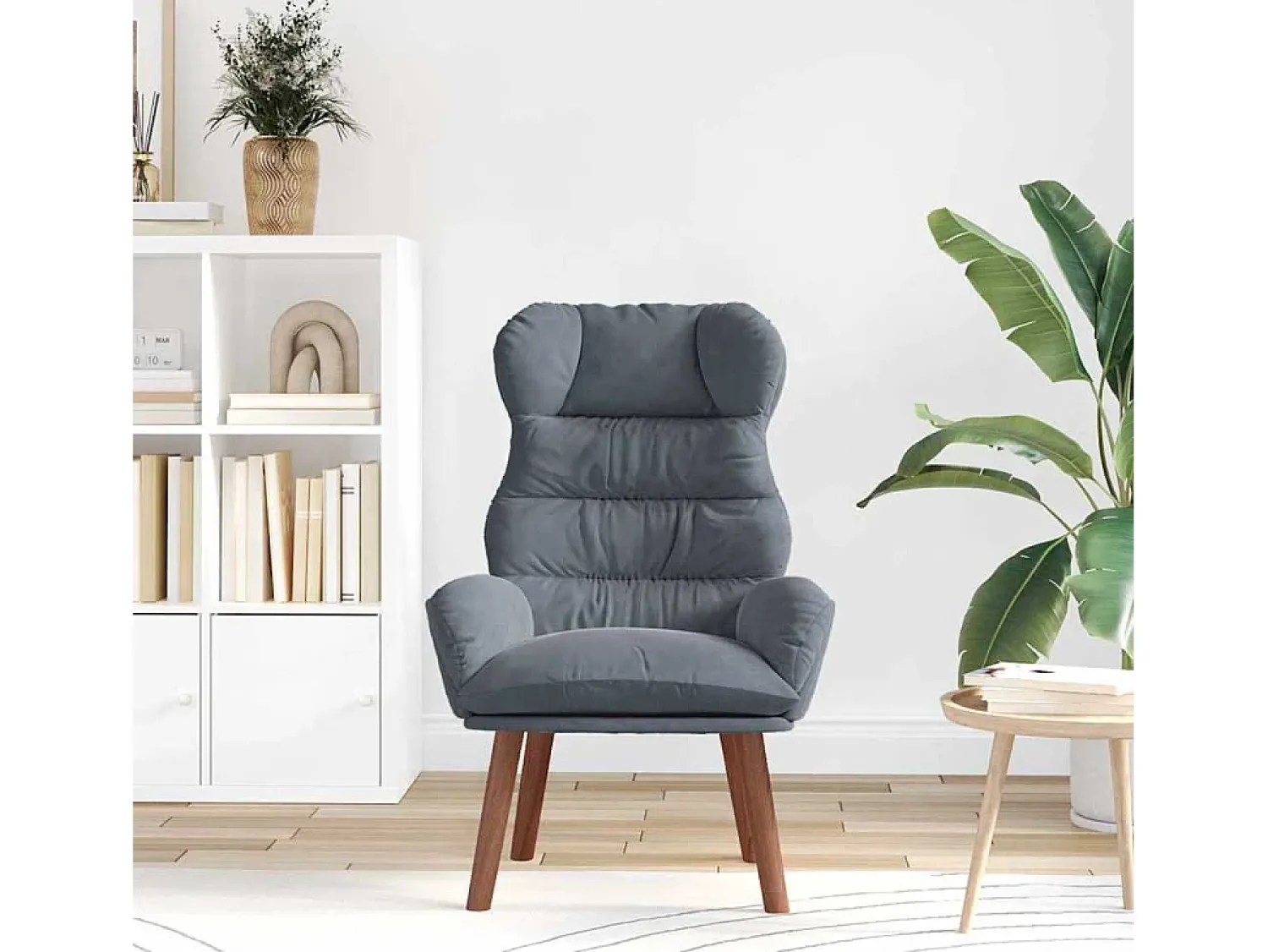 Online Poltrona | Cadeira de Sala | Cadeira Relaxante Cinzento escuro 69x74x93 cm Veludo SHL832763 Cinza antracite