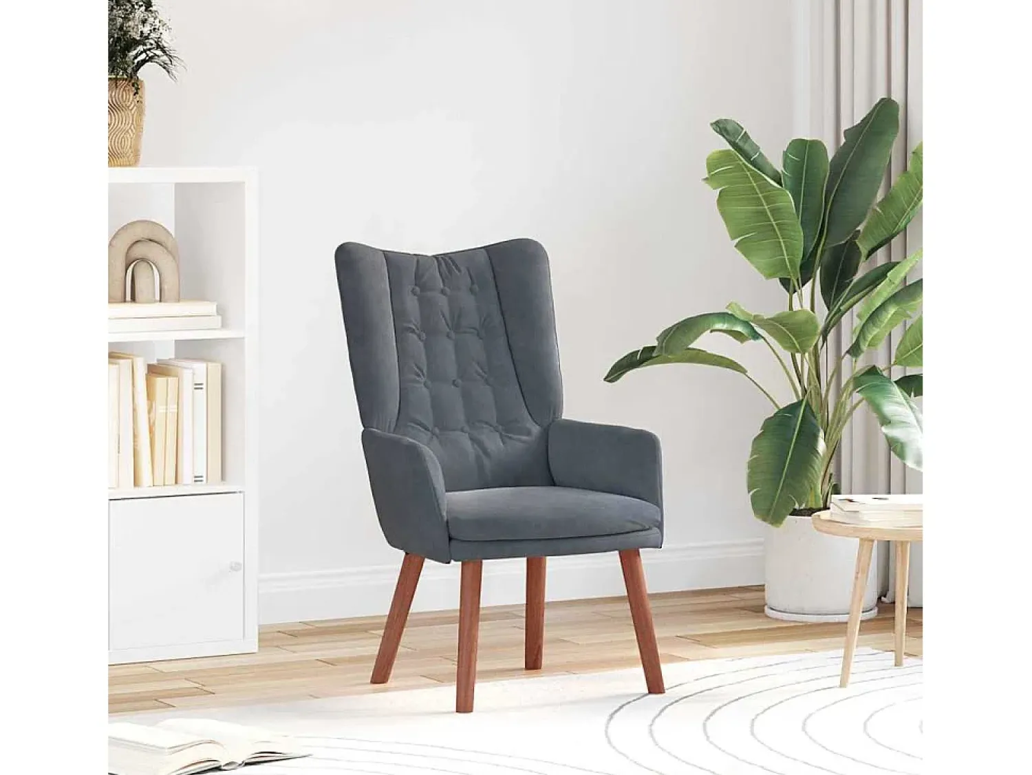 Poltrona| Poltrona | Cadeira de Sala | Cadeira Relaxante Cinzento escuro 63x67x94 cm Veludo SHL993947 Cinza antracite