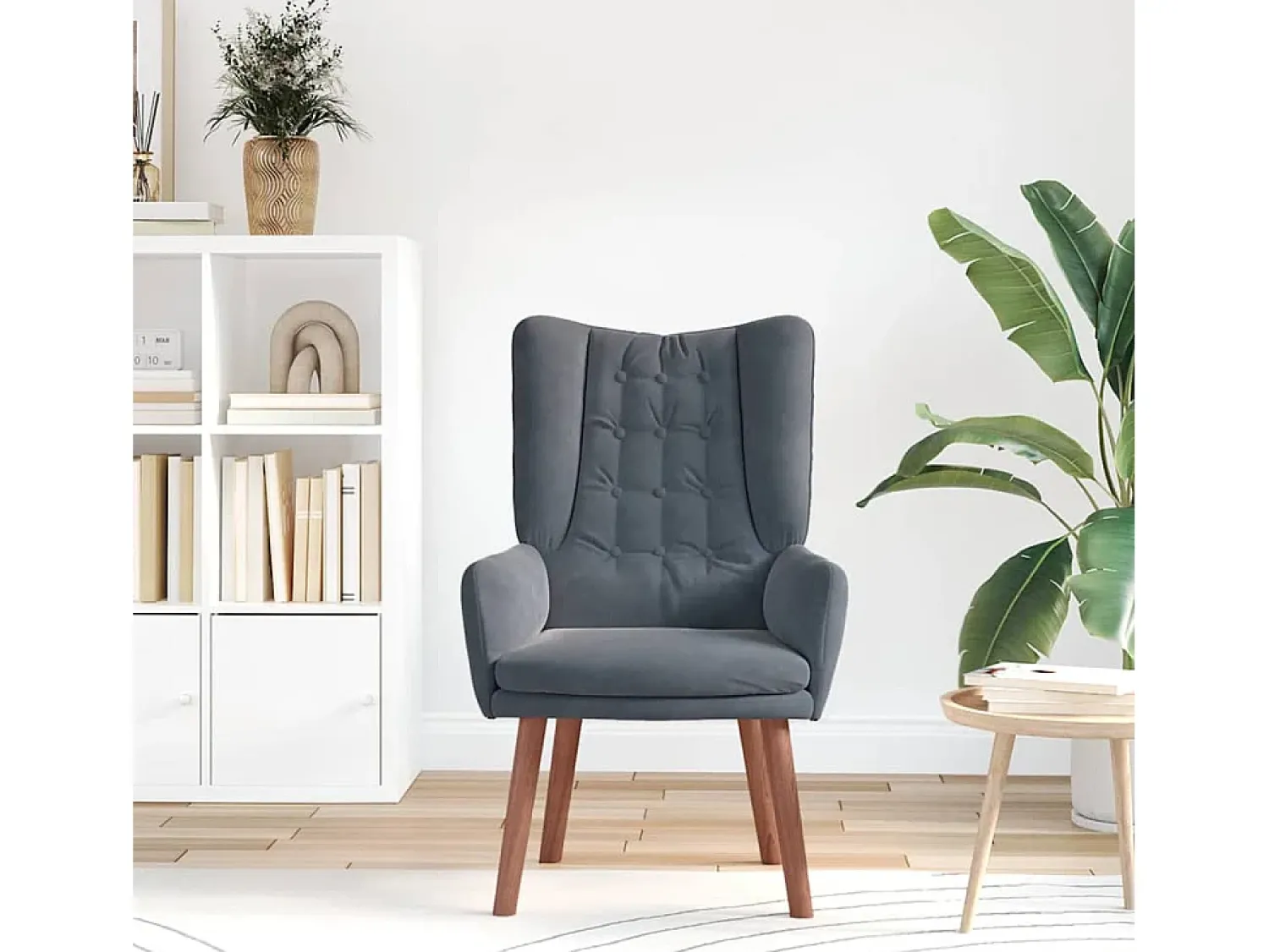 Poltrona| Poltrona | Cadeira de Sala | Cadeira Relaxante Cinzento escuro 63x67x94 cm Veludo SHL993947 Cinza antracite