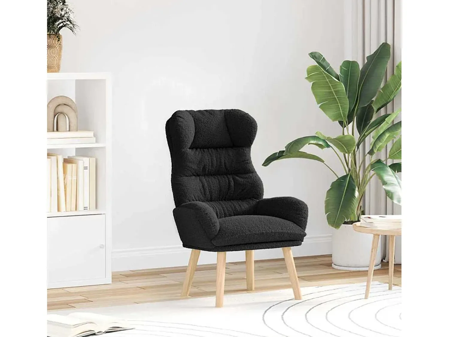 Poltrona| Poltrona | Cadeira de Sala | Cadeira Relaxante 69x74x93 cm tecido SHL511294 Preto