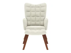 Online Poltrona | Cadeira de Sala | Cadeira Relaxante com Banco em Veludo SHL101363 Creme