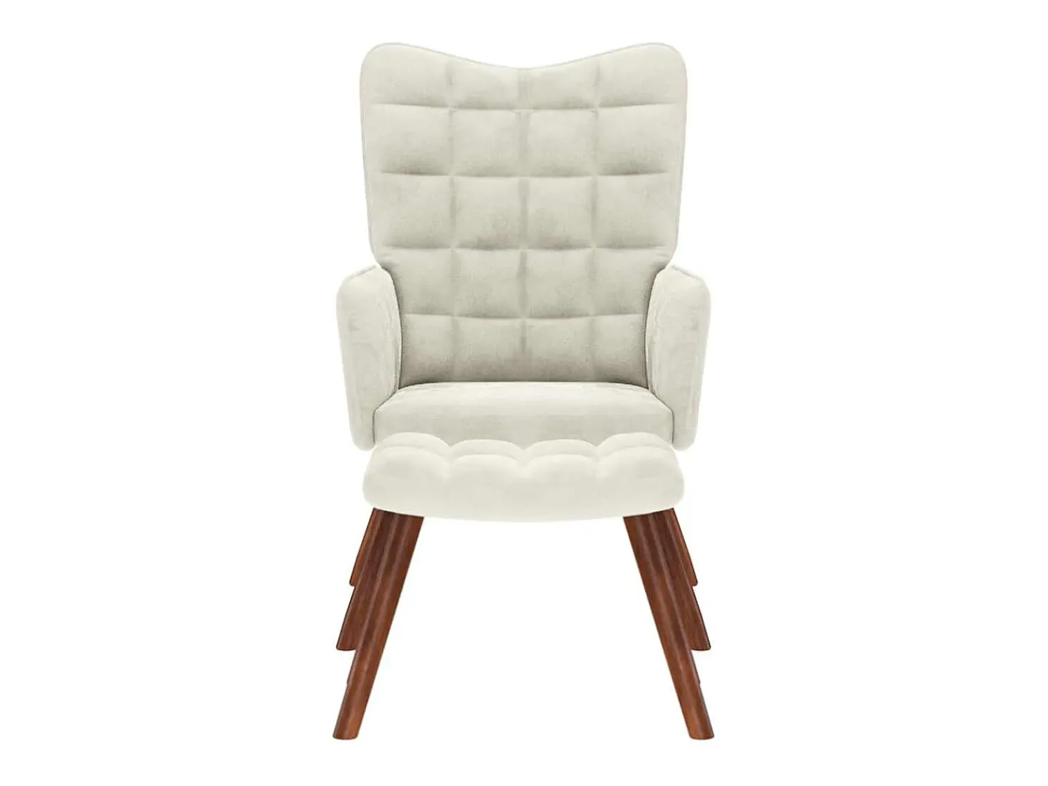 Online Poltrona | Cadeira de Sala | Cadeira Relaxante com Banco em Veludo SHL101363 Creme