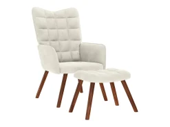 Online Poltrona | Cadeira de Sala | Cadeira Relaxante com Banco em Veludo SHL101363 Creme