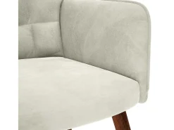 Online Poltrona | Cadeira de Sala | Cadeira Relaxante com Banco em Veludo SHL101363 Creme