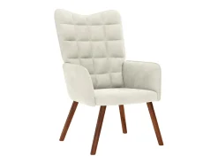 Online Poltrona | Cadeira de Sala | Cadeira Relaxante com Banco em Veludo SHL101363 Creme