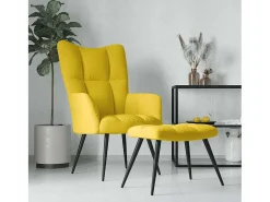 Poltrona| Poltrona | Cadeira de Sala | Cadeira Relaxante com Banco Veludo Mostarda SHL340065 Amarelo