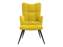 Poltrona| Poltrona | Cadeira de Sala | Cadeira Relaxante com Banco Veludo Mostarda SHL340065 Amarelo