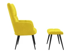 Poltrona| Poltrona | Cadeira de Sala | Cadeira Relaxante com Banco Veludo Mostarda SHL340065 Amarelo
