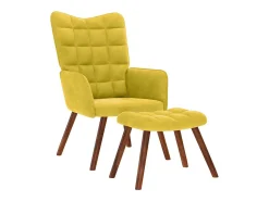 Poltrona* Poltrona | Cadeira de Sala | Cadeira Relaxante com Banco em Veludo SHL478825 Amarelo