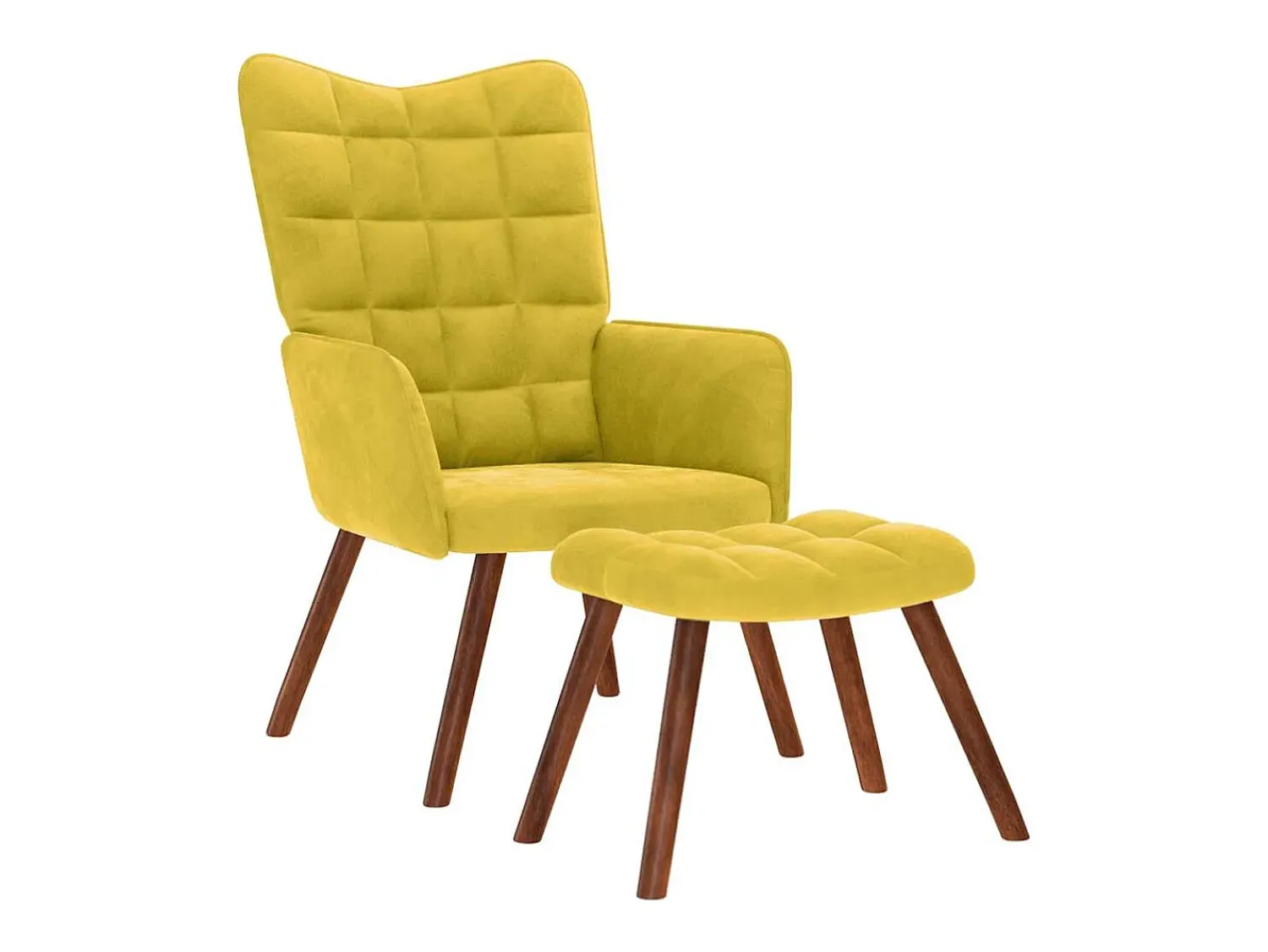 Poltrona* Poltrona | Cadeira de Sala | Cadeira Relaxante com Banco em Veludo SHL478825 Amarelo