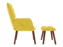 Poltrona* Poltrona | Cadeira de Sala | Cadeira Relaxante com Banco em Veludo SHL478825 Amarelo