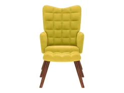 Poltrona* Poltrona | Cadeira de Sala | Cadeira Relaxante com Banco em Veludo SHL478825 Amarelo