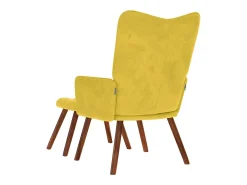 Poltrona* Poltrona | Cadeira de Sala | Cadeira Relaxante com Banco em Veludo SHL478825 Amarelo