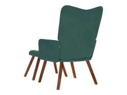 New Poltrona | Cadeira de Sala | Cadeira Relaxante com Banco em Veludo Verde Escuro SHL71765 Verde pinho