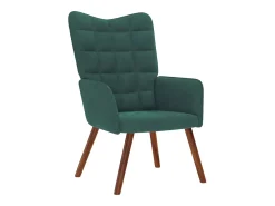 New Poltrona | Cadeira de Sala | Cadeira Relaxante com Banco em Veludo Verde Escuro SHL71765 Verde pinho