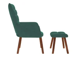 New Poltrona | Cadeira de Sala | Cadeira Relaxante com Banco em Veludo Verde Escuro SHL71765 Verde pinho
