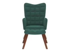 New Poltrona | Cadeira de Sala | Cadeira Relaxante com Banco em Veludo Verde Escuro SHL71765 Verde pinho