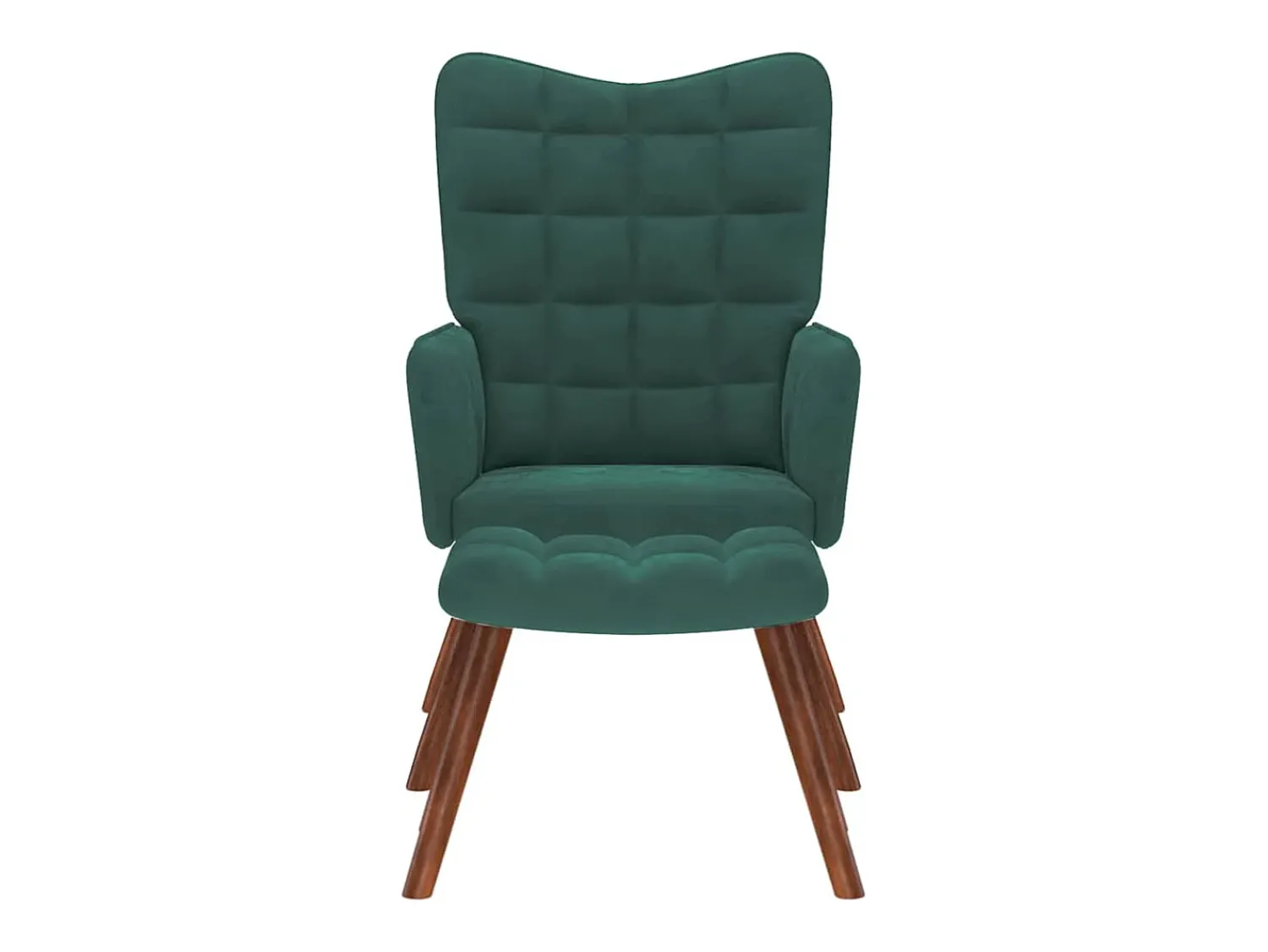 New Poltrona | Cadeira de Sala | Cadeira Relaxante com Banco em Veludo Verde Escuro SHL71765 Verde pinho