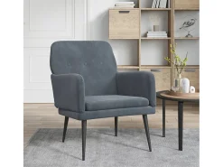 Best Poltrona | Cadeira Relax com apoio de braços 62x79x79 cm veludo cinzento-escuro SHL316671 Cinza antracite