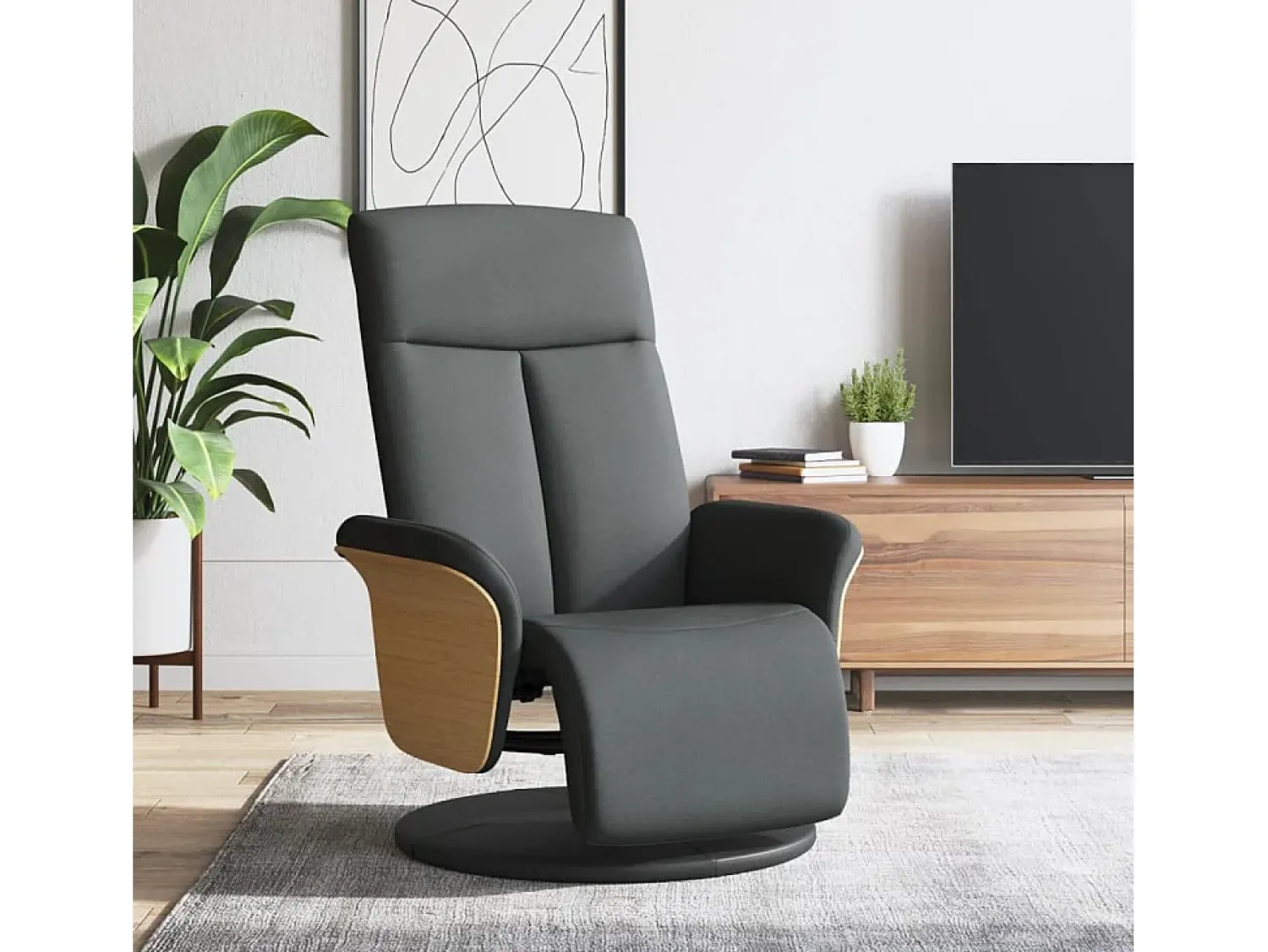 Poltrona | Cadeira Relax | Cadeira reclinável com apoio de pés tecido cinzento-escuro SHL142673^ Poltrona