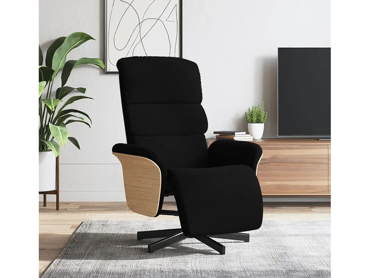 Clearance Poltrona | Cadeira Relax | Cadeira reclinável com apoio de pés tecido SHL736430 Preto