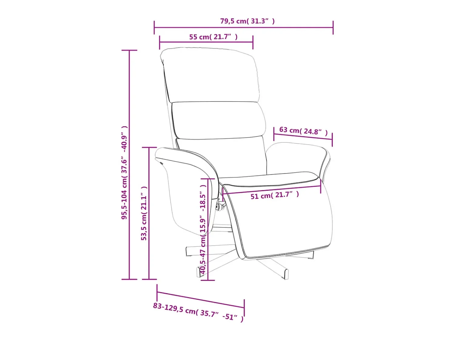 Clearance Poltrona | Cadeira Relax | Cadeira reclinável com apoio de pés tecido SHL736430 Preto