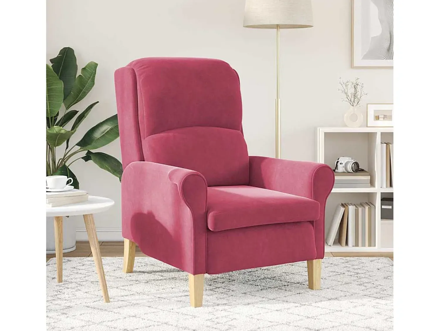 Poltrona* Poltrona | Cadeira Relax | Poltrona Confortável para Sala tinto 76x94x102 cm Veludo SHL562720 Vermelho