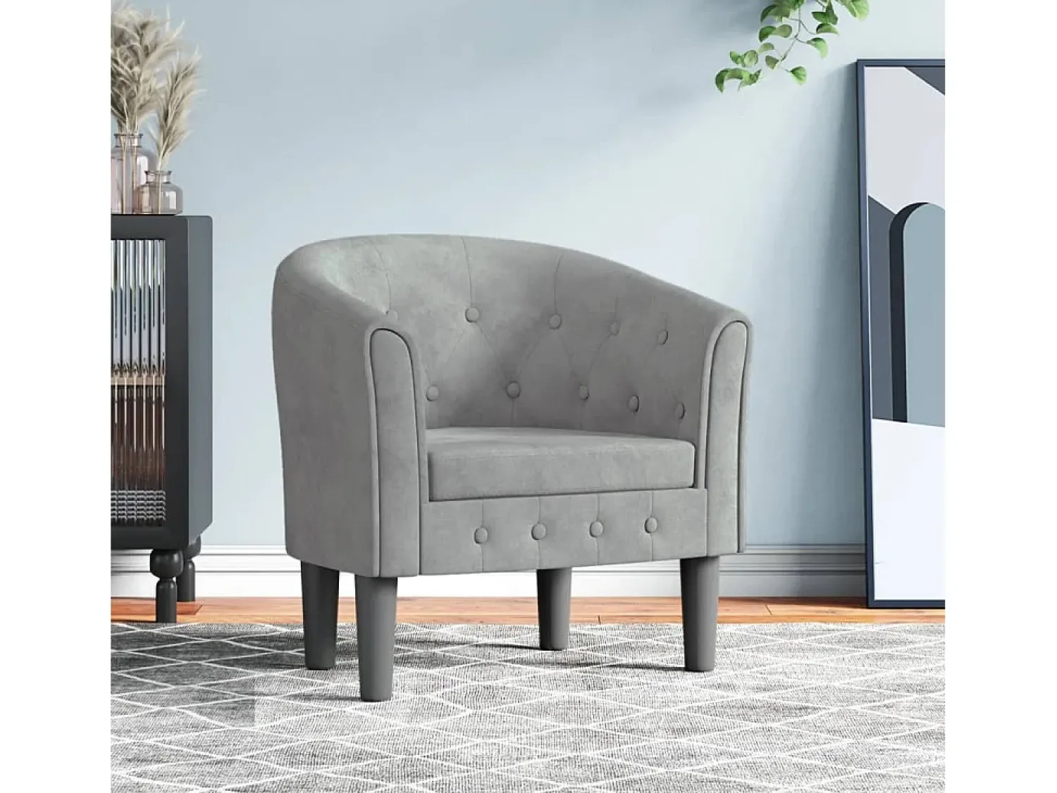 Poltrona| Poltrona | Cadeira Relax | Poltrona Confortável para Sala veludo -claro SHL390866 Cinzento