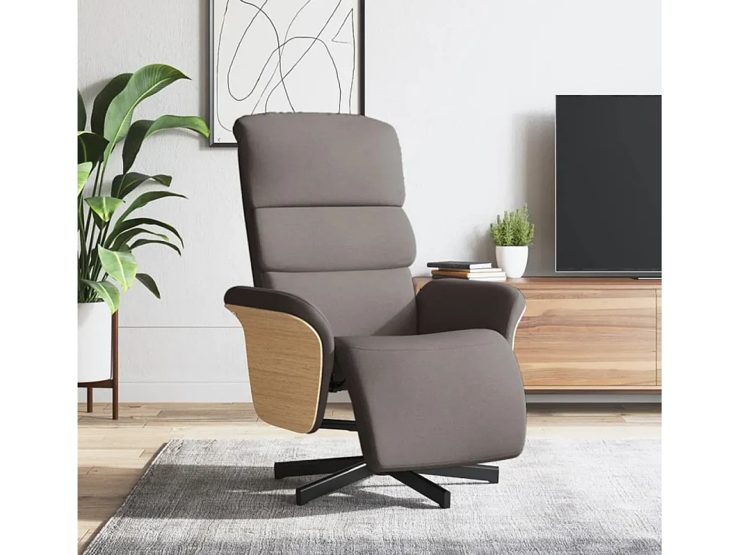 Online Poltrona | Cadeira Relax | Cadeira reclinável com apoio de pés tecido cinzento-acastanhado SHL289771 Taupe