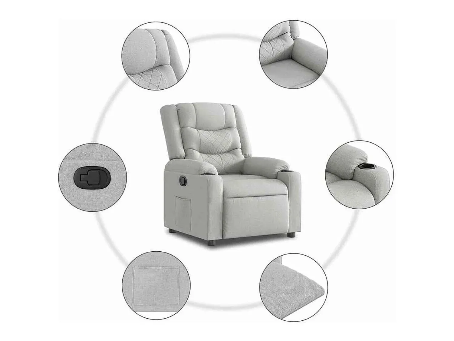 Poltrona| Poltrona | Cadeira Relax | Cadeira reclinável tecido nuvem SHL389643 Cinzento