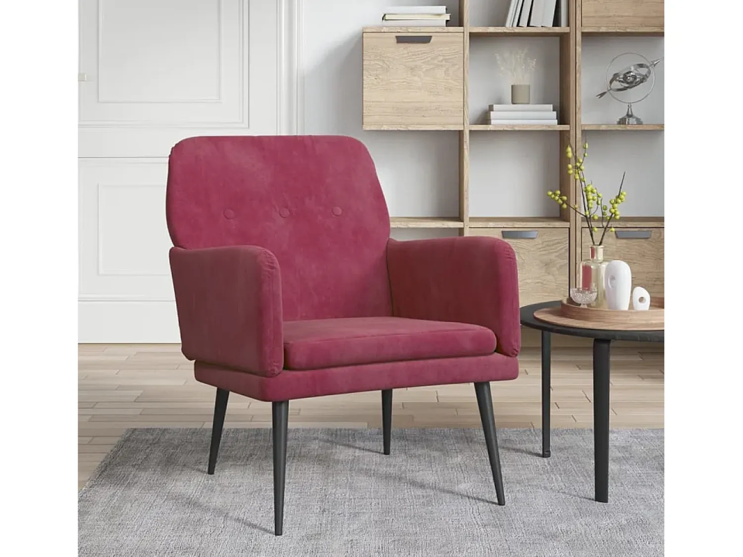 Discount Poltrona | Cadeira Relax com apoio de braços 62x79x79 cm veludo tinto SHL254235 Vermelho