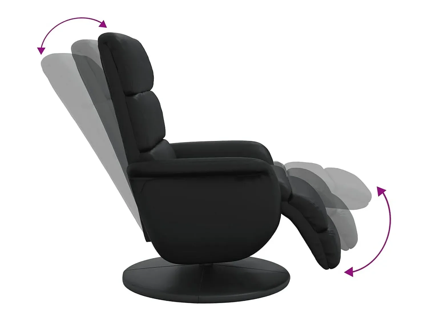 Poltrona| Poltrona | Cadeira Relax | Cadeira reclinável com apoio de pés couro artificial SHL281163 Preto