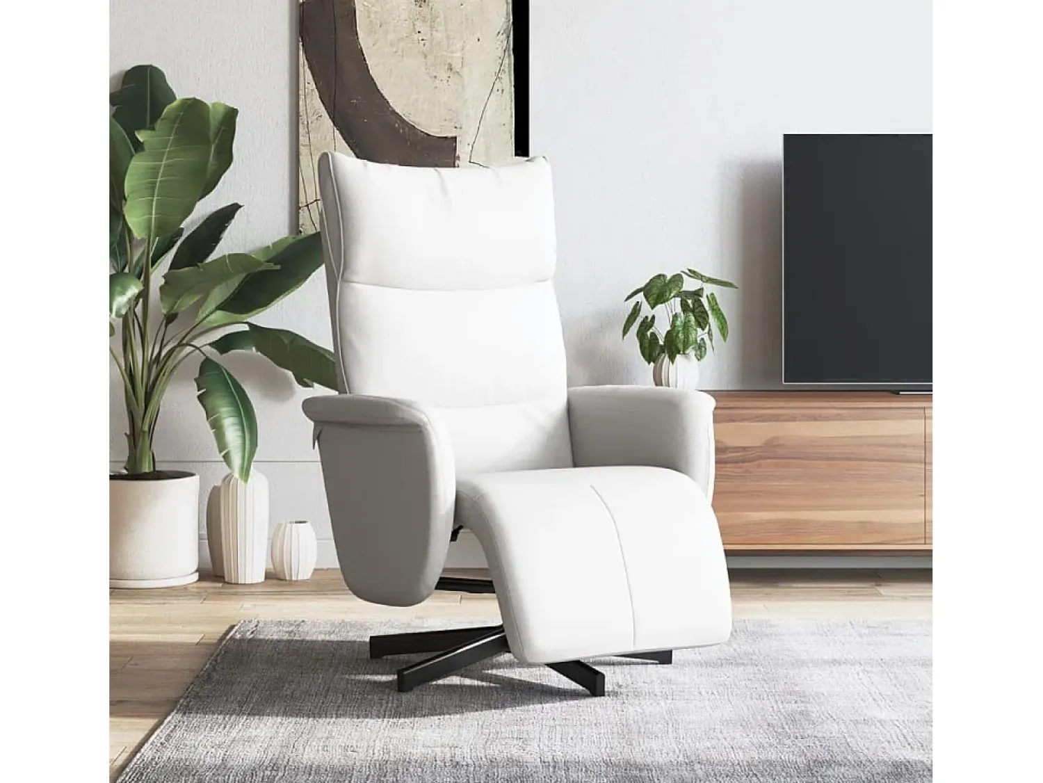 Poltrona| Poltrona | Cadeira Relax | Cadeira reclinável com apoio de pés couro artificial SHL639947 Branco