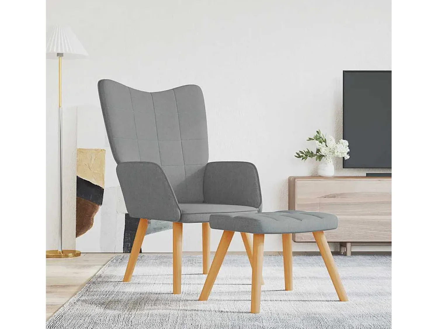Sale Poltrona | Cadeira Relax + banco tecido -claro SHL757870 Cinzento