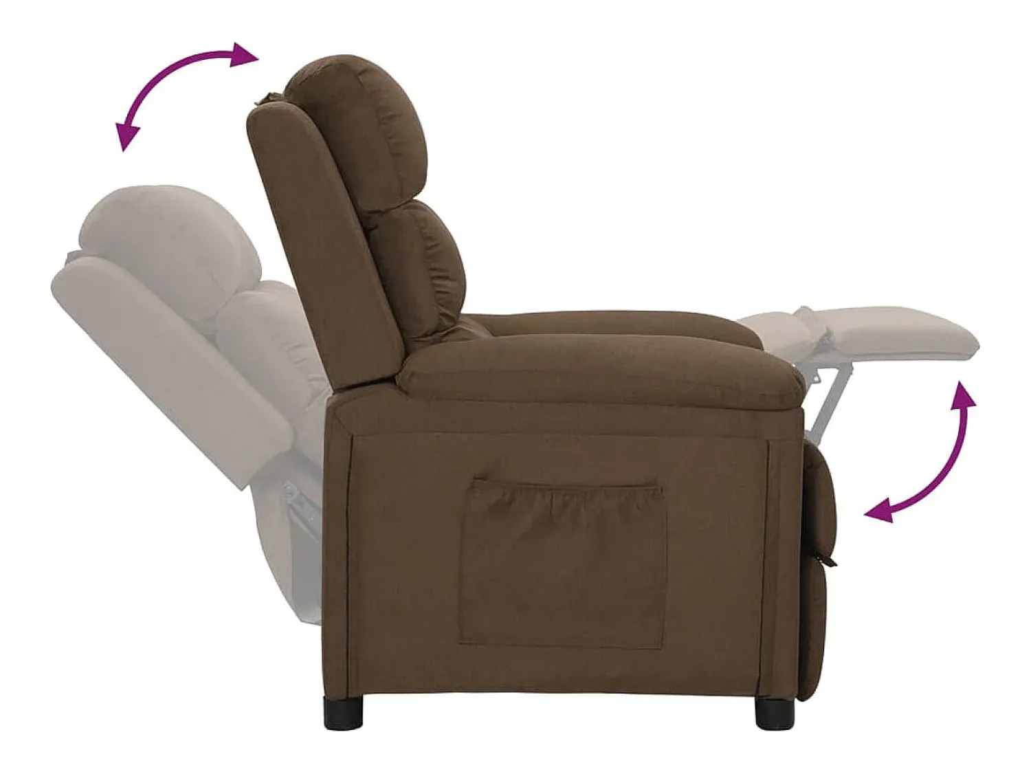 Outlet Poltrona | Cadeira Relax | Cadeira reclinável tecido SHL67488 Castanho