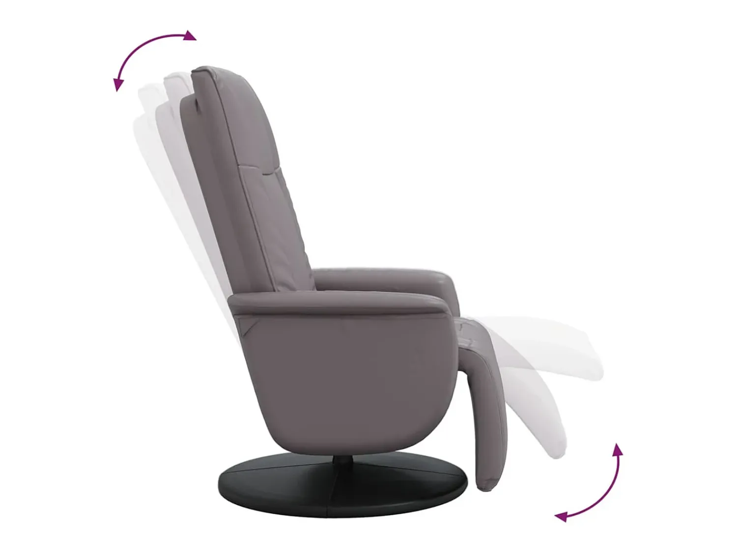 Online Poltrona | Cadeira Relax | Cadeira reclinável com apoio de pés couro artificial SHL926123 Cinzento