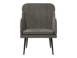Poltrona | Cadeira Relax com apoio de braços 63x76x80 cm veludo cinzento-escuro SHL101297^ Poltrona