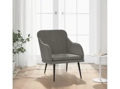 Poltrona | Cadeira Relax com apoio de braços 63x76x80 cm veludo cinzento-escuro SHL101297^ Poltrona
