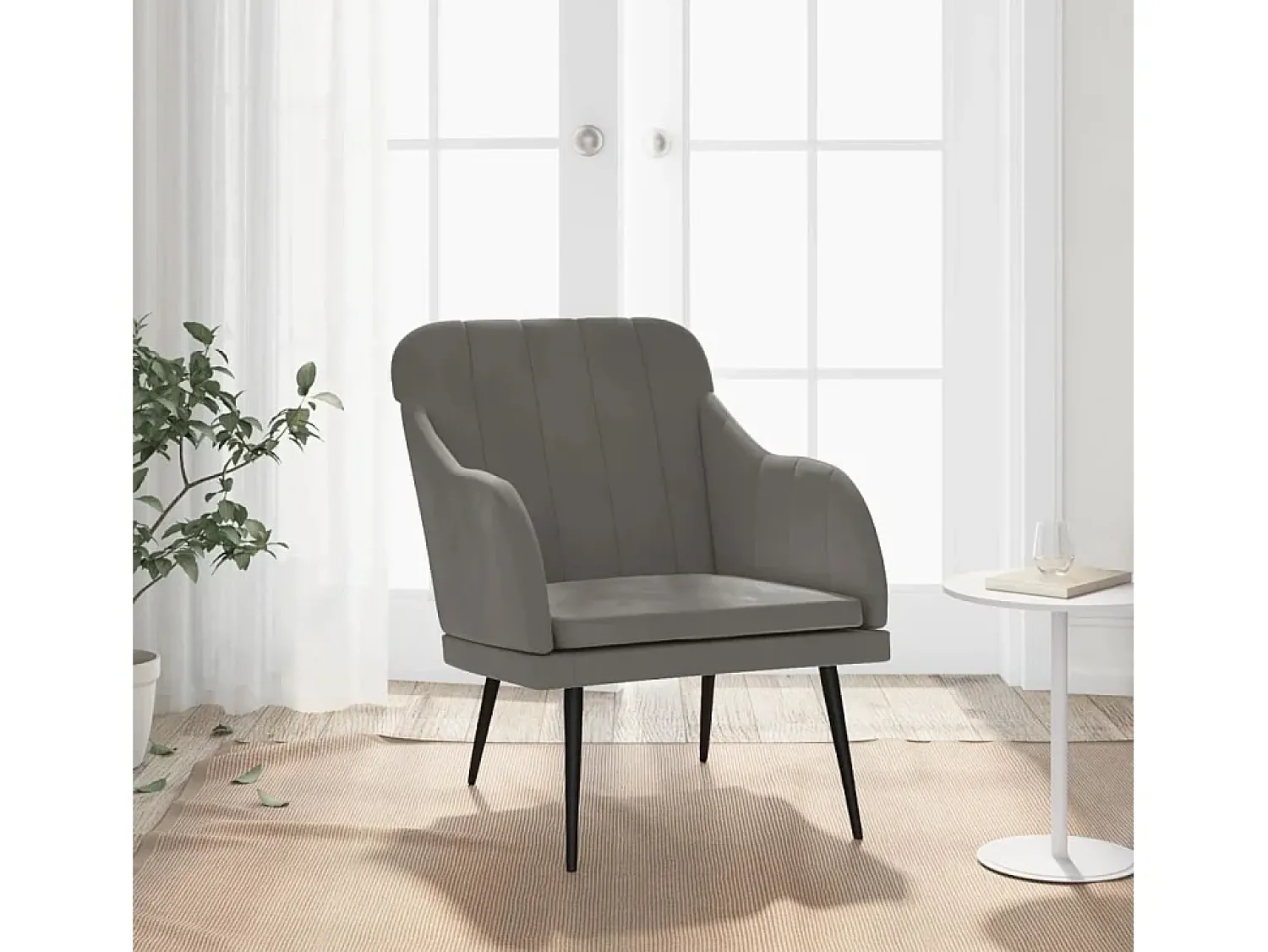 Poltrona | Cadeira Relax com apoio de braços 63x76x80 cm veludo cinzento-escuro SHL101297^ Poltrona