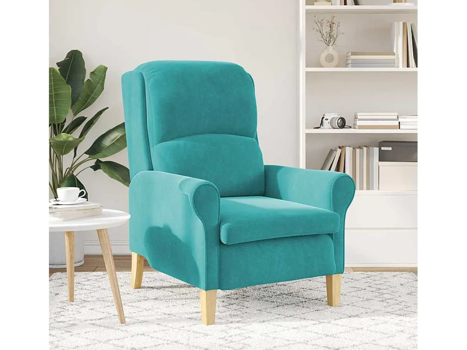 Poltrona | Cadeira Relax | Poltrona Confortável para Sala Turquesa 76x94x102 cm Veludo SHL134762^ Poltrona