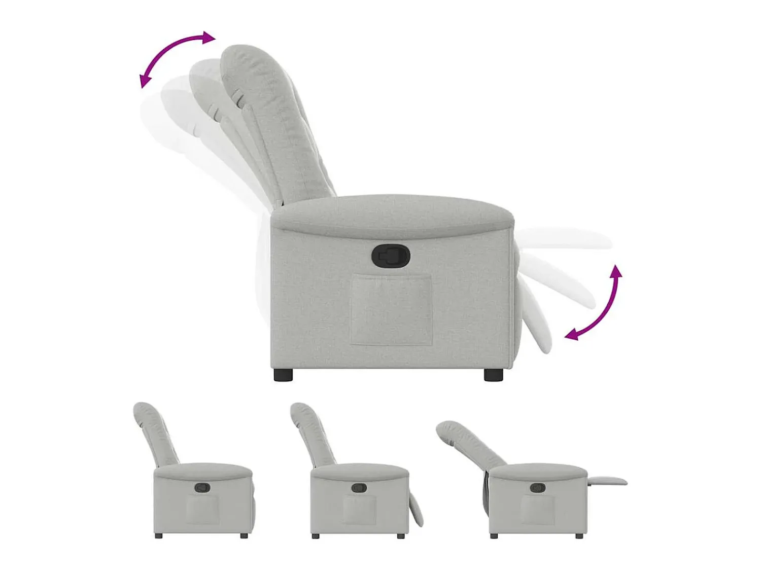 Best Poltrona | Cadeira Relax | Cadeira reclinável tecido nuvem SHL651771 Cinzento
