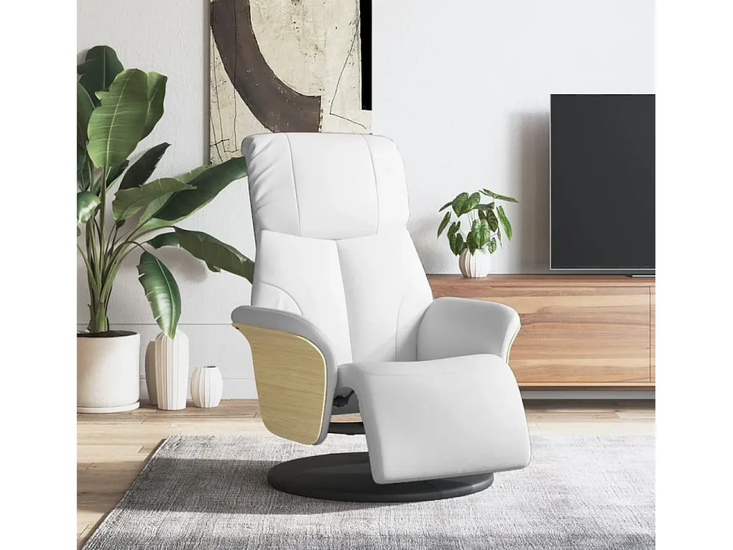 Poltrona| Poltrona | Cadeira Relax | Cadeira reclinável com apoio de pés couro artificial SHL947772 Branco