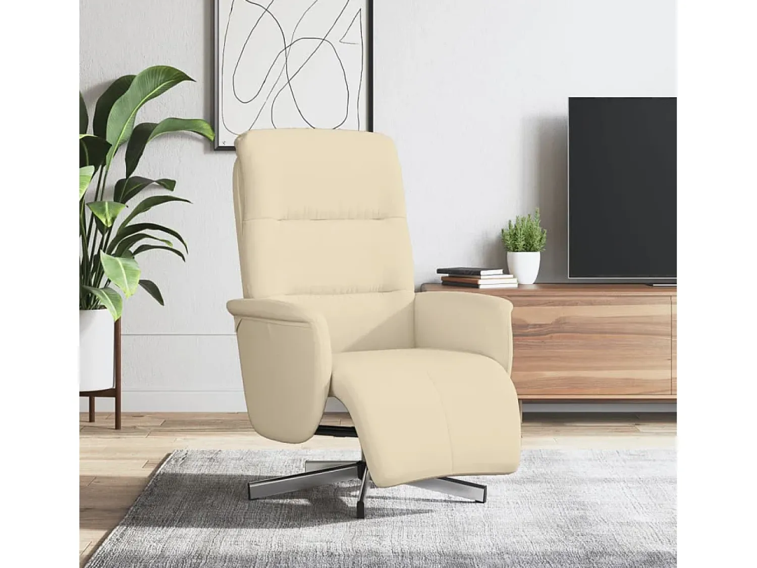 Poltrona* Poltrona | Cadeira Relax | Cadeira reclinável com apoio de pés tecido SHL677805 Creme