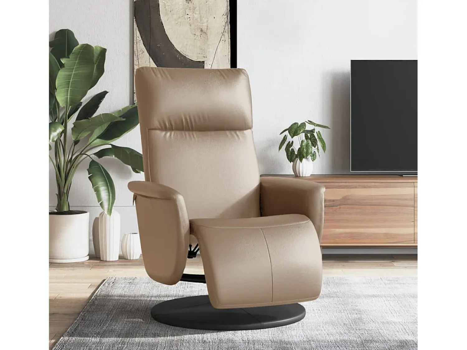 Poltrona | Cadeira Relax | Cadeira reclinável com apoio de pés couro artificial cappuccino SHL526446^ Poltrona