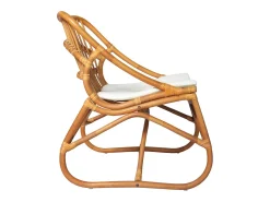 Discount Poltrona | Cadeira Relax | Cadeira de vime e linho castanho-claro SHL365301 Branco