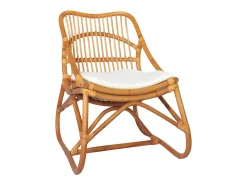 Discount Poltrona | Cadeira Relax | Cadeira de vime e linho castanho-claro SHL365301 Branco